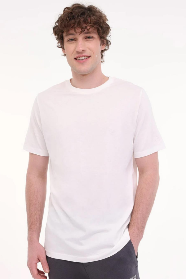 LUMBERJACK MB  CT110 PM  KOL ARMALI BASKISIZ 0 YAKA BASIC KISA KOL TSHIRT