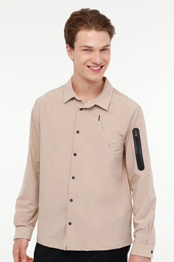 LUMBERJACK ML ZUHN ITL522 PR YAN GIZLI FERMUAR KOL USTU CEP FERMUARLI UZUN KOL GOMLEK