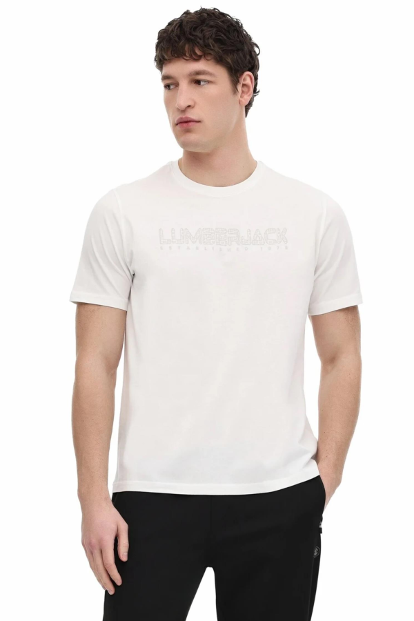 LUMBERJACK MLULRICH 11ID1-100  FX ON KABARTMA BASKILI KISA KOL  TSHIRT