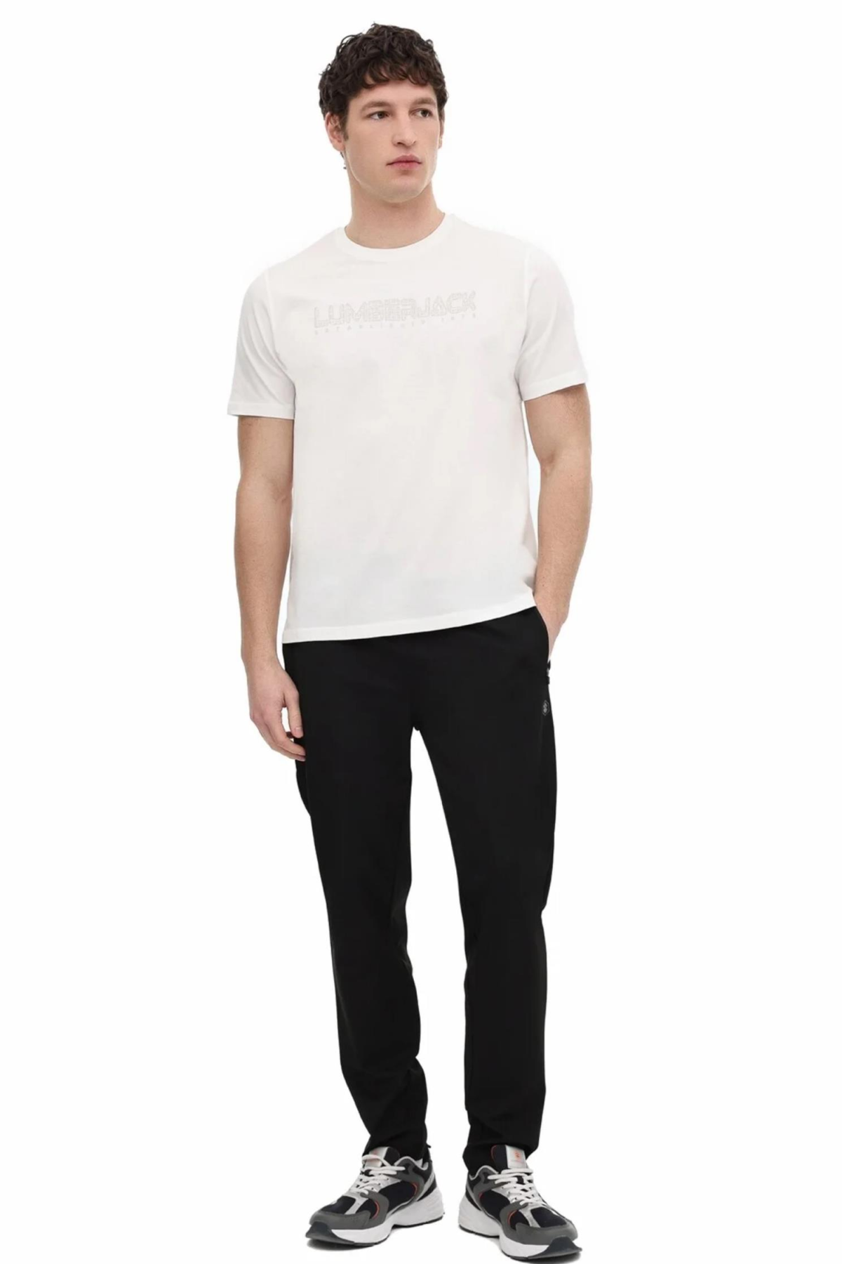 LUMBERJACK MLULRICH 11ID1-100  FX ON KABARTMA BASKILI KISA KOL  TSHIRT