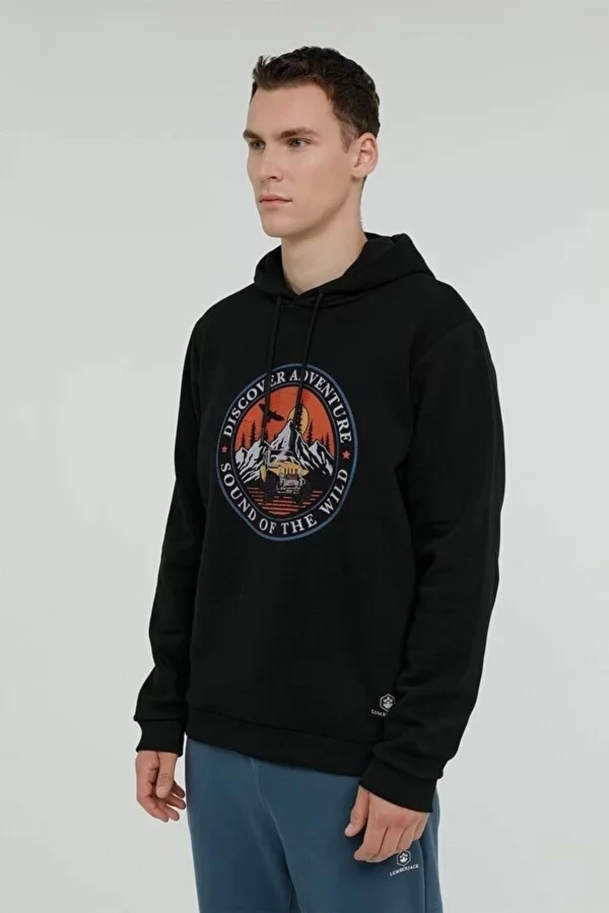 LUMBERJACKWILD CG575 ADVENTURE YAZILI KAPUSONLU CEPSIZ SWEAT LUMBERJACKWILD CG575 ADVENTURE YAZILI KAPUSONLU CEPSIZ SWEAT