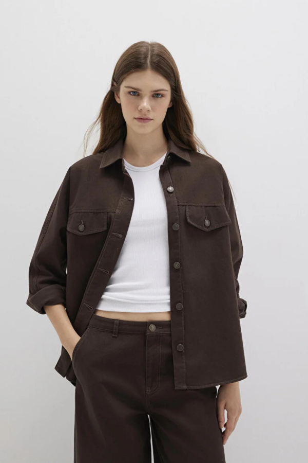 MAVI M1211181 ON DUGMELI UZUN KOL OVERSHIRT