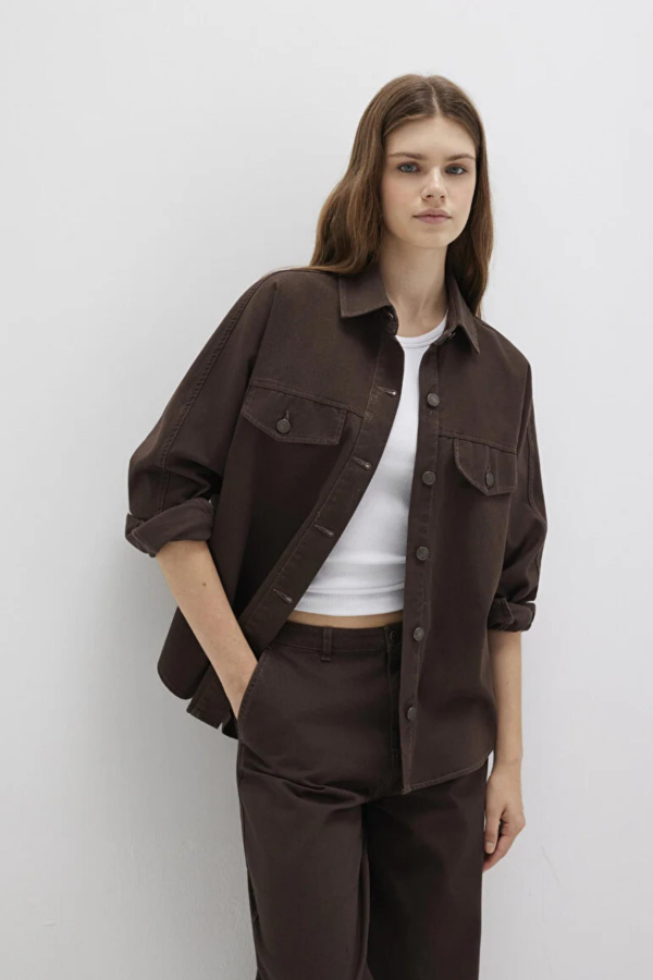MAVI M1211181 ON DUGMELI UZUN KOL OVERSHIRT