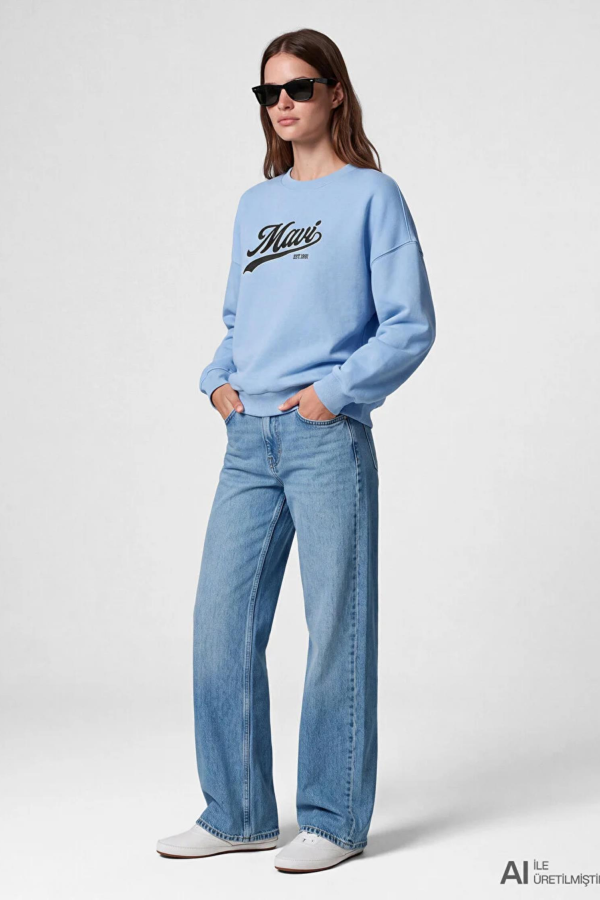 MAVI  M1S10419 LOGO BASKILI 0 YAKA SWEATSHIRT