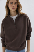 MAVI M1S10533 LOGO BASKIILI YARIM FERMUARLI KADIN SWEATSHIRT