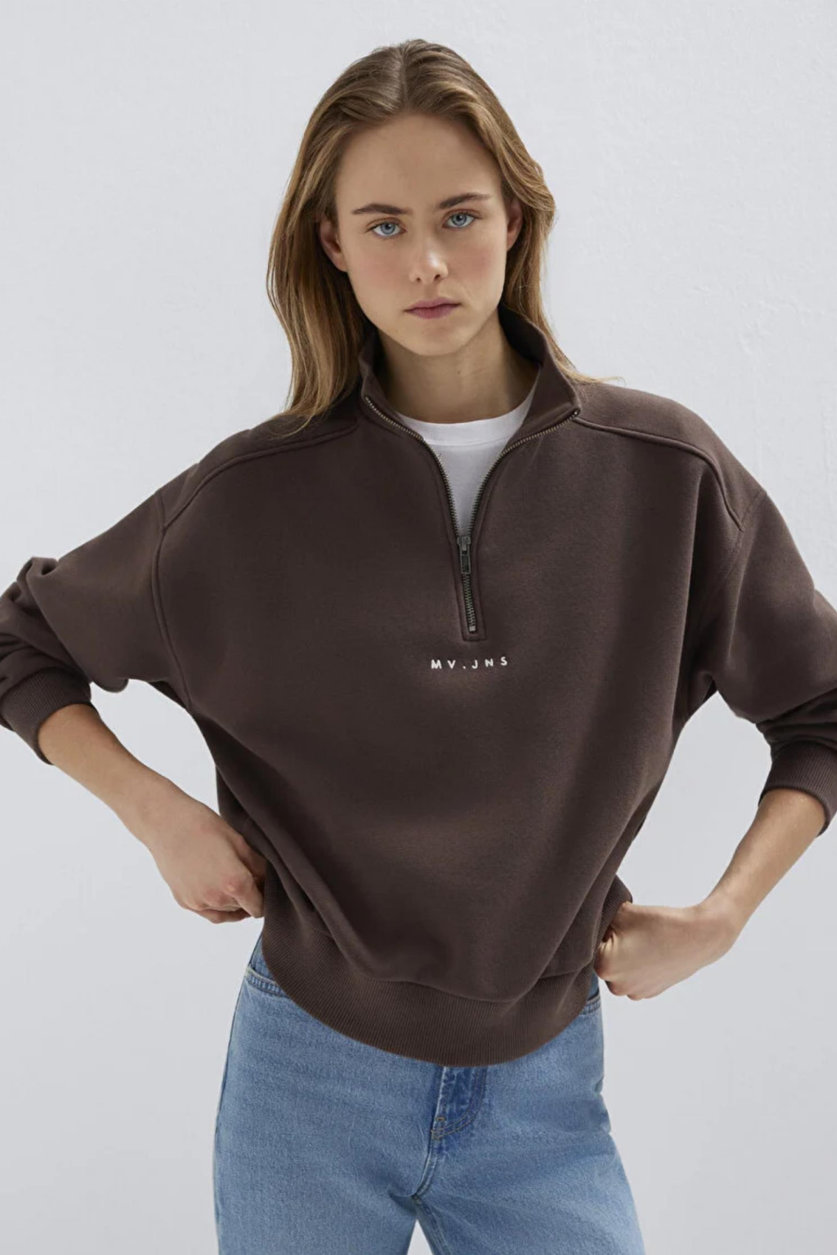 MAVI M1S10533 LOGO BASKIILI YARIM FERMUARLI KADIN SWEATSHIRT