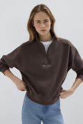 MAVI M1S10533 LOGO BASKIILI YARIM FERMUARLI KADIN SWEATSHIRT
