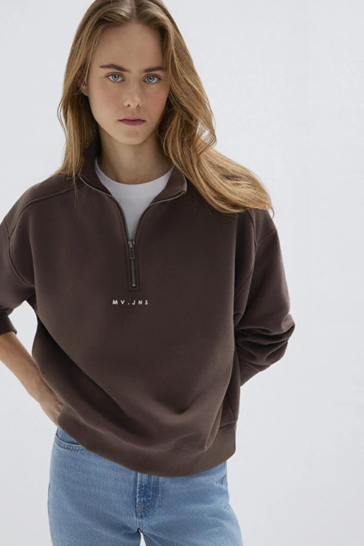 MAVI M1S10533 LOGO BASKIILI YARIM FERMUARLI KADIN SWEATSHIRT