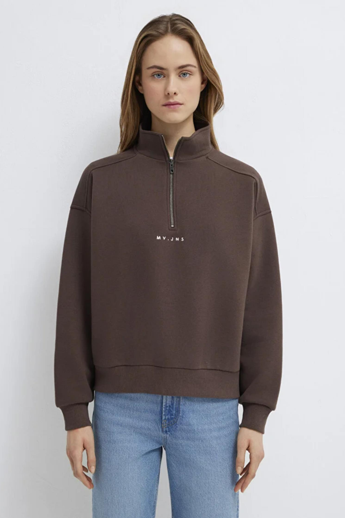 MAVI M1S10533 LOGO BASKIILI YARIM FERMUARLI KADIN SWEATSHIRT