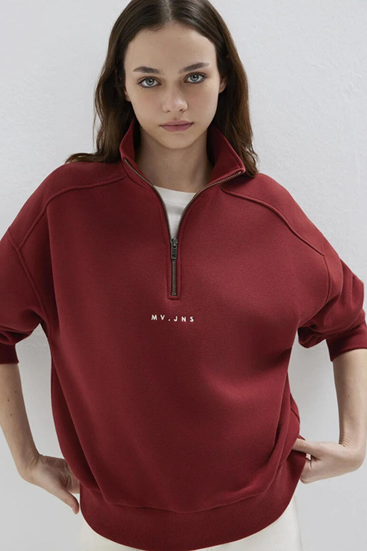 MAVI M1S10533 LOGO BASKIILI YARIM FERMUARLI KADIN SWEATSHIRT