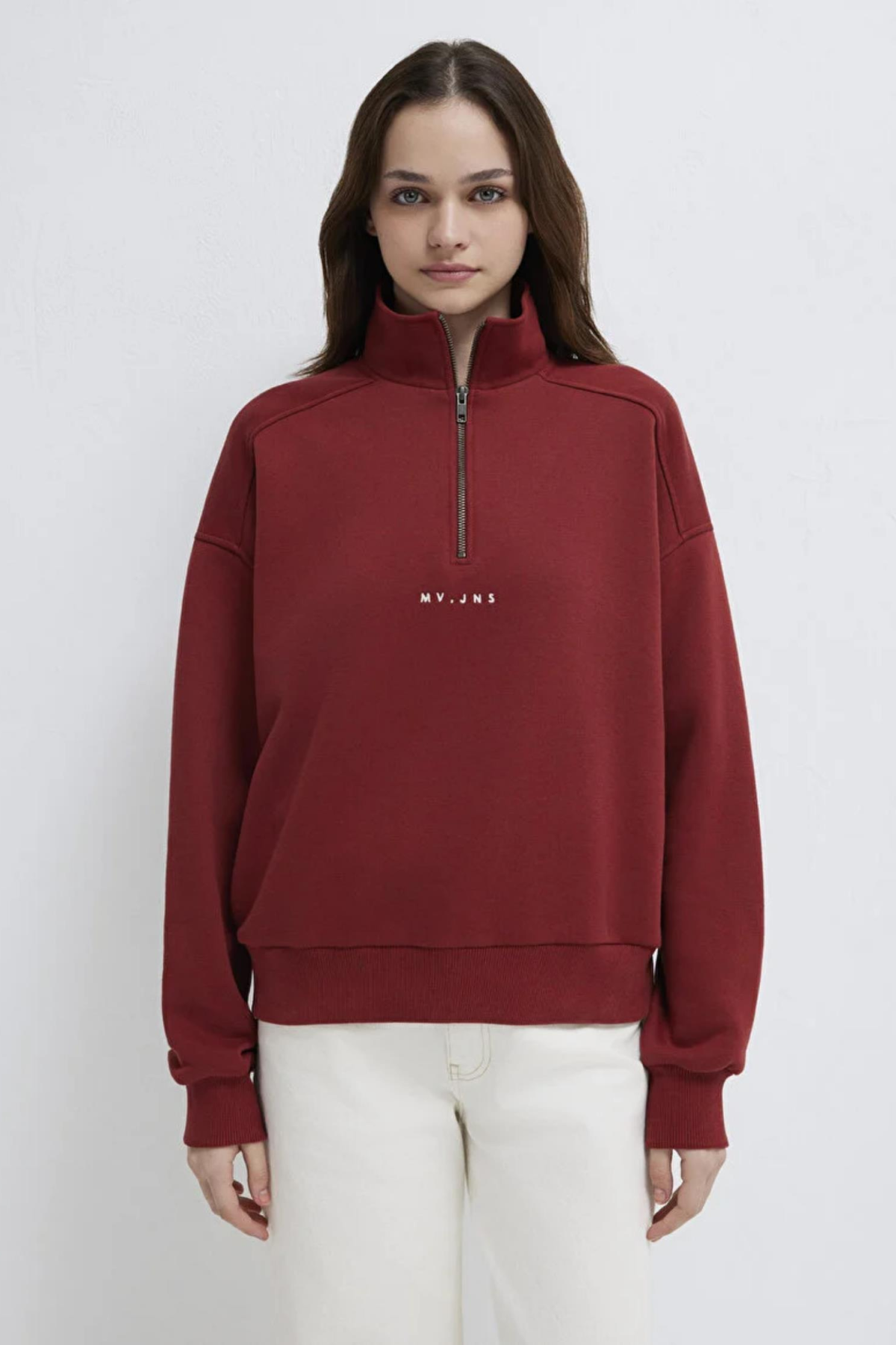 MAVI M1S10533 LOGO BASKIILI YARIM FERMUARLI KADIN SWEATSHIRT