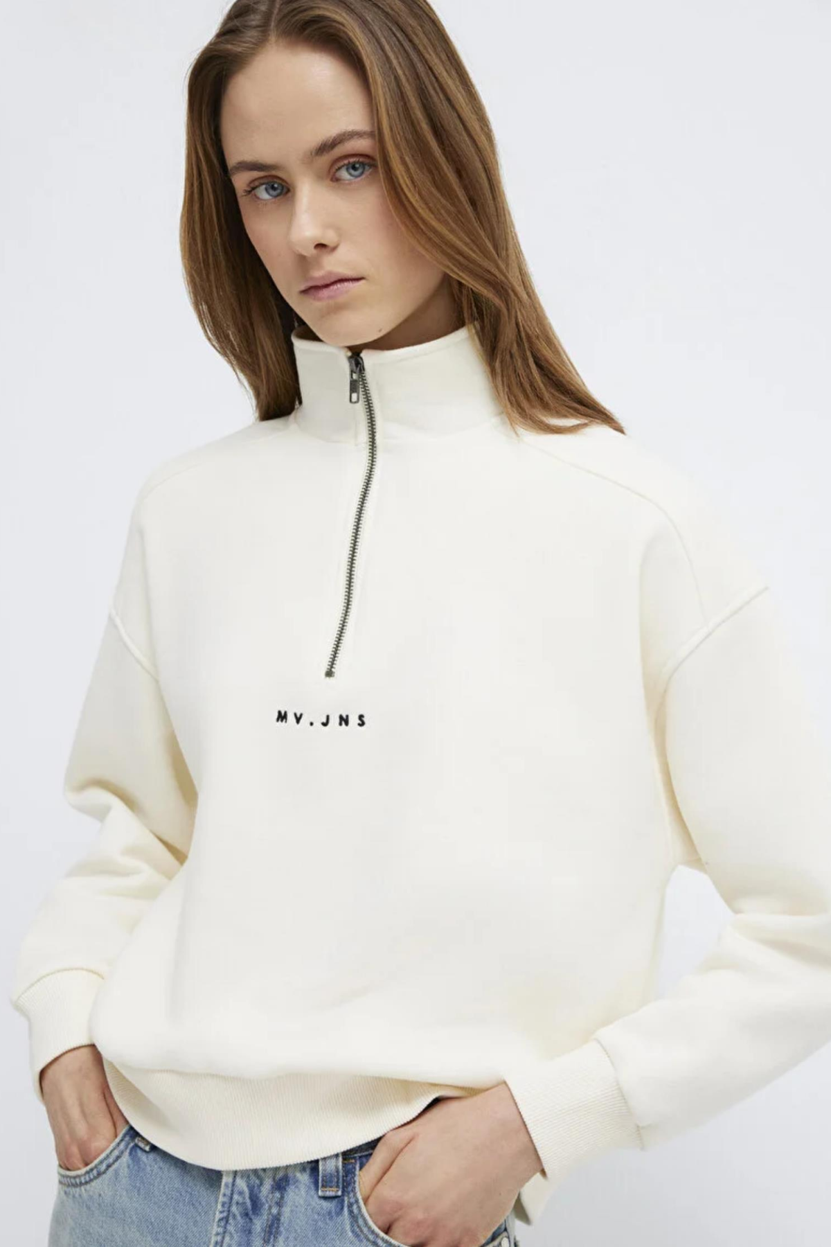 MAVI M1S10533 LOGO BASKIILI YARIM FERMUARLI KADIN SWEATSHIRT