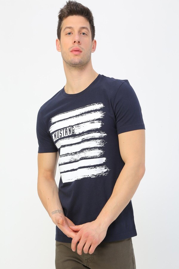 MUSTANG 00381 0 YAKA KISA KOL MUSTANG YAZI CIZGI DESENLI