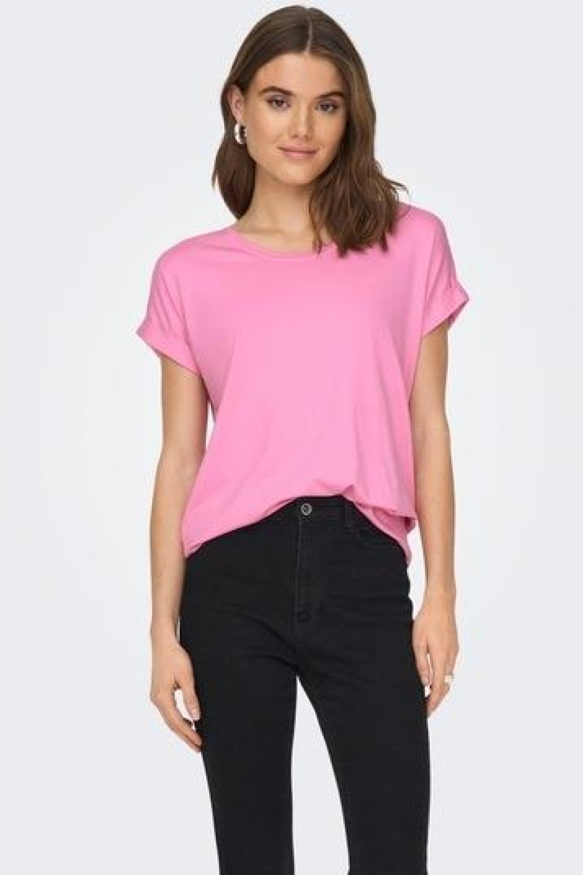 ONLY 15106662 ACIK YAKA KOL KATLAMALI KISA KOL TSHIRT