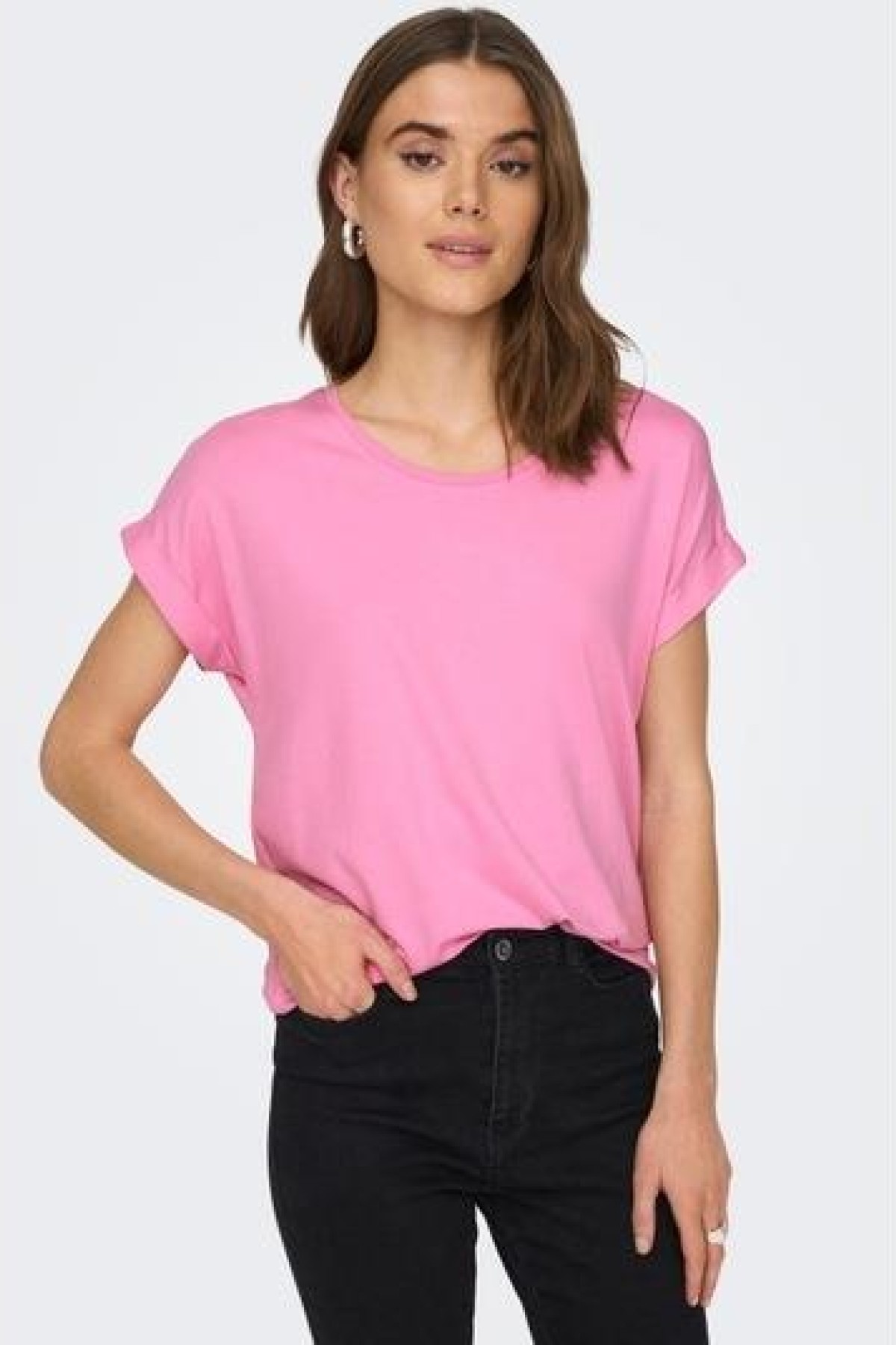 ONLY 15106662 ACIK YAKA KOL KATLAMALI KISA KOL TSHIRT