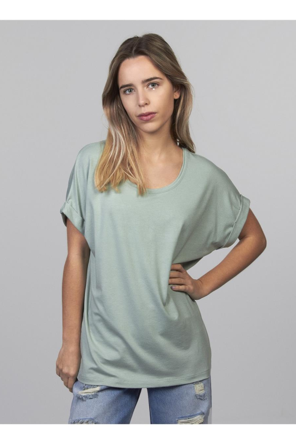 ONLY 15106662 ACIK YAKA KOL KATLAMALI KISA KOL TSHIRT