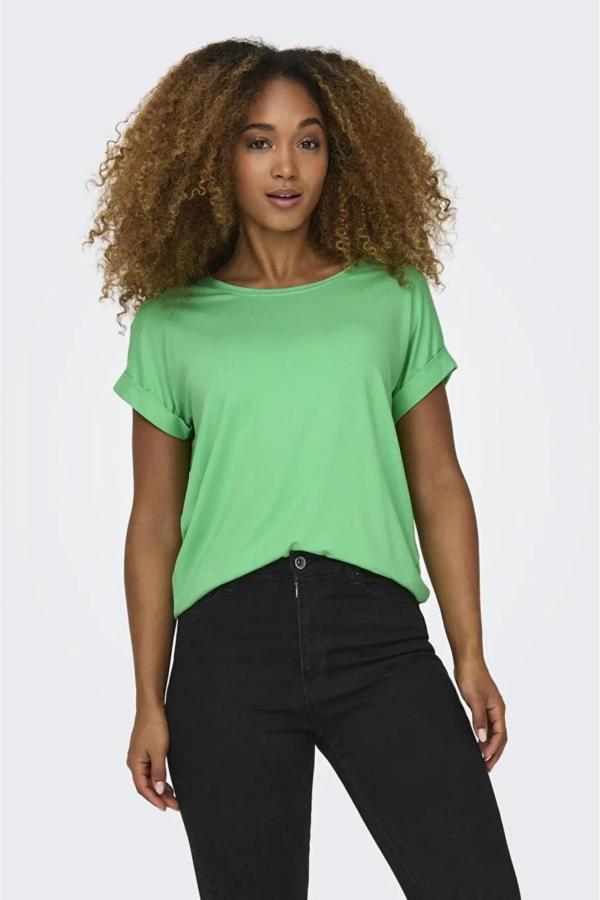 ONLY 15106662 ACIK YAKA KOL KATLAMALI KISA KOL TSHIRT