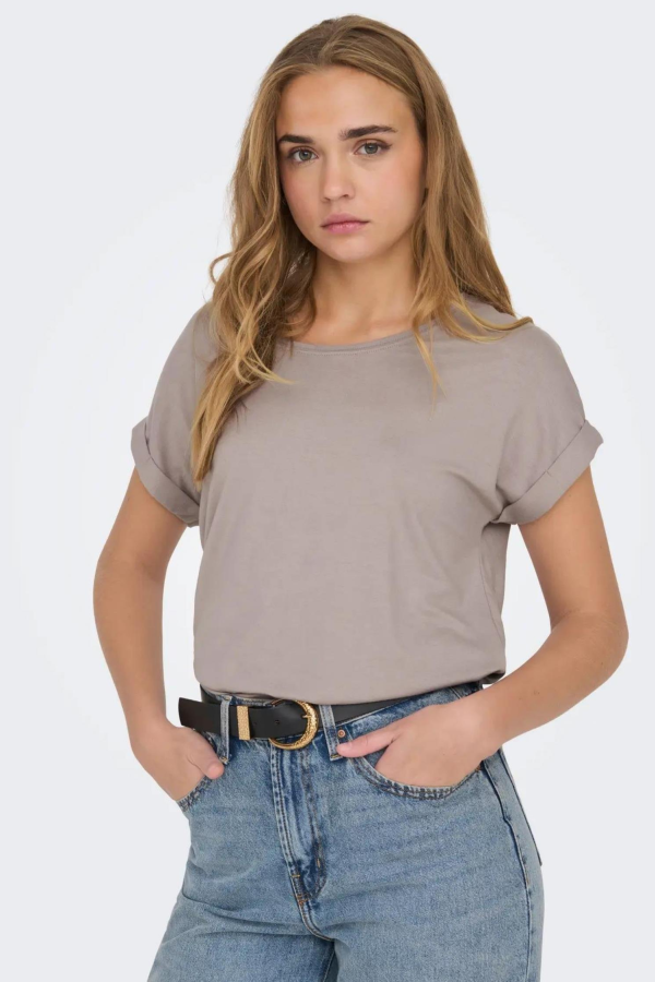 ONLY 15106662 ACIK YAKA KOL KATLAMALI KISA KOL TSHIRT