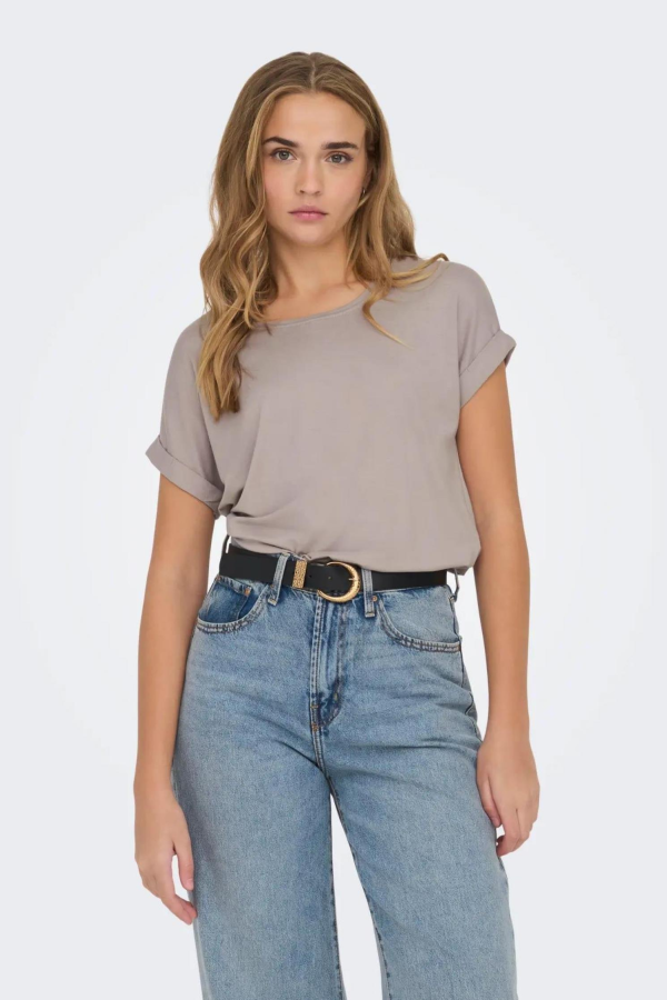 ONLY 15106662 ACIK YAKA KOL KATLAMALI KISA KOL TSHIRT