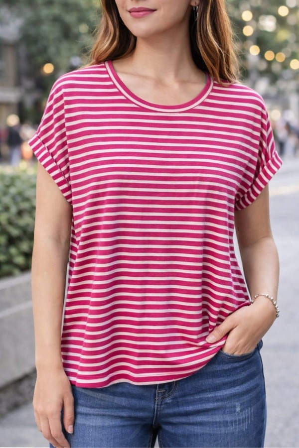 ONLY 15106662 ACIK YAKA KOL KATLAMALI KISA KOL TSHIRT