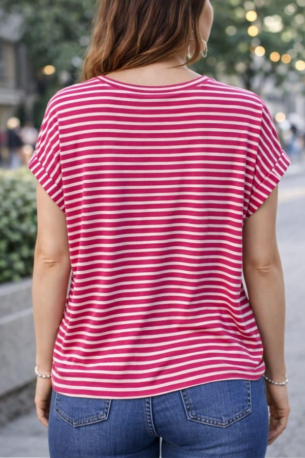 ONLY 15106662 ACIK YAKA KOL KATLAMALI KISA KOL TSHIRT