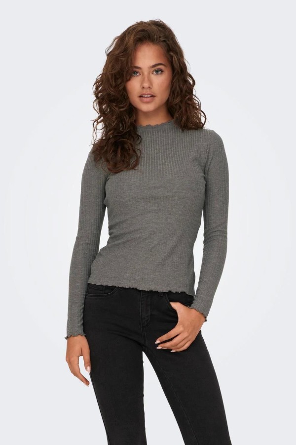 ONLY 15180040  YUVARLAK YAKA UZUN KOL KENDINDEN CIZGILI