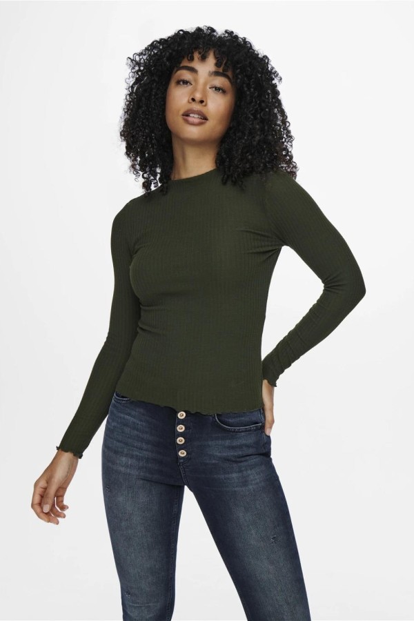 ONLY 15180040  YUVARLAK YAKA UZUN KOL KENDINDEN CIZGILI