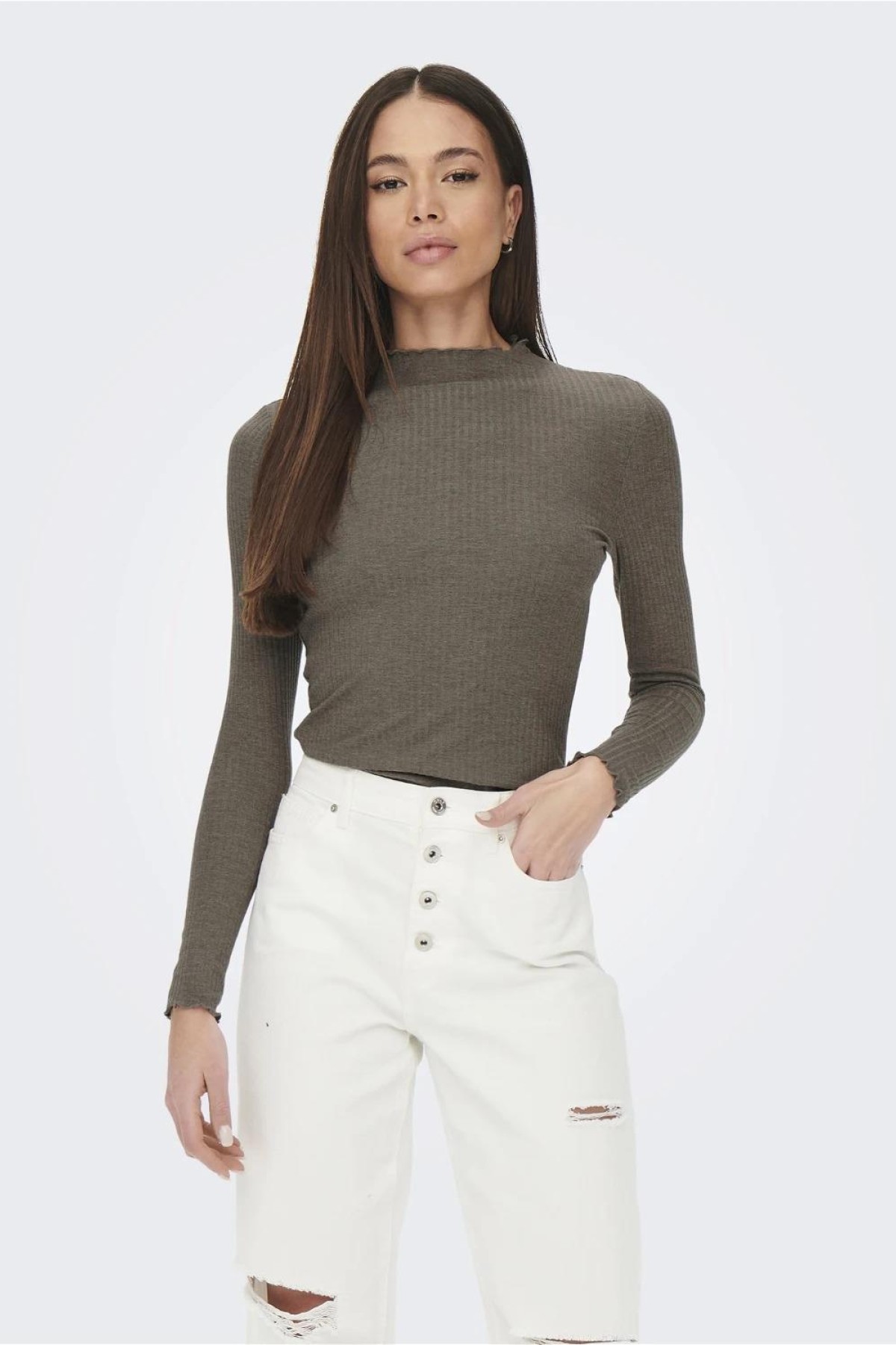 ONLY 15180040  YUVARLAK YAKA UZUN KOL KENDINDEN CIZGILI