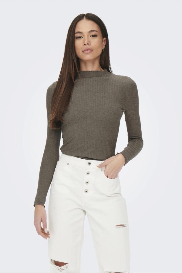 ONLY 15180040  YUVARLAK YAKA UZUN KOL KENDINDEN CIZGILI