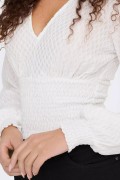 ONLY 15265455 V YAKA BEL LASTIKLI UZUN KOL KOL UCLARI LASTIKLI BLUZ