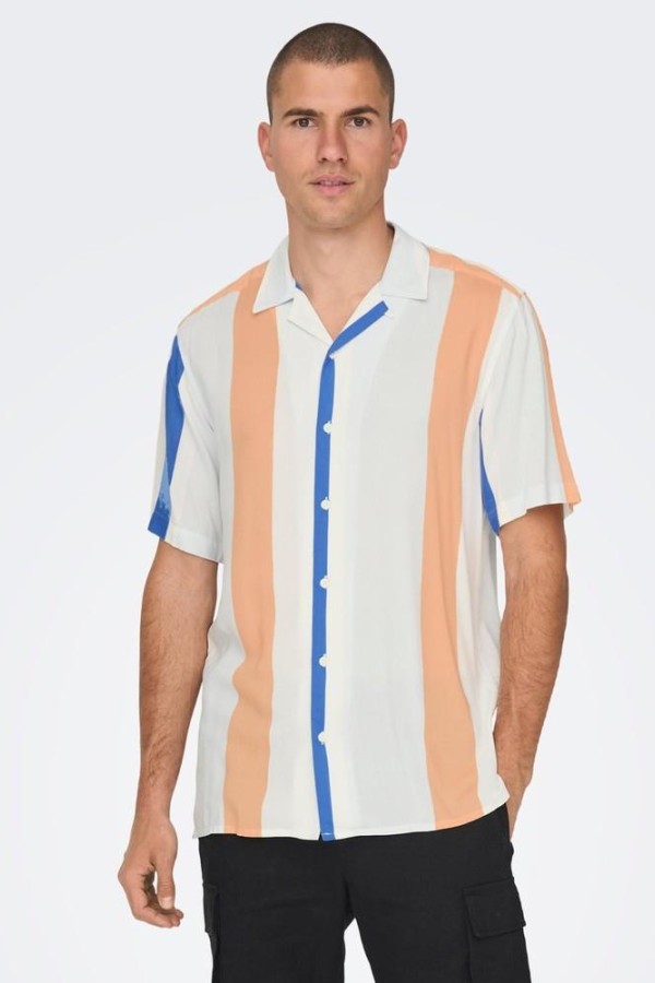 ONLY & SONS 22026100 KALIN CIZGILI  KISA KOL GOMLEK