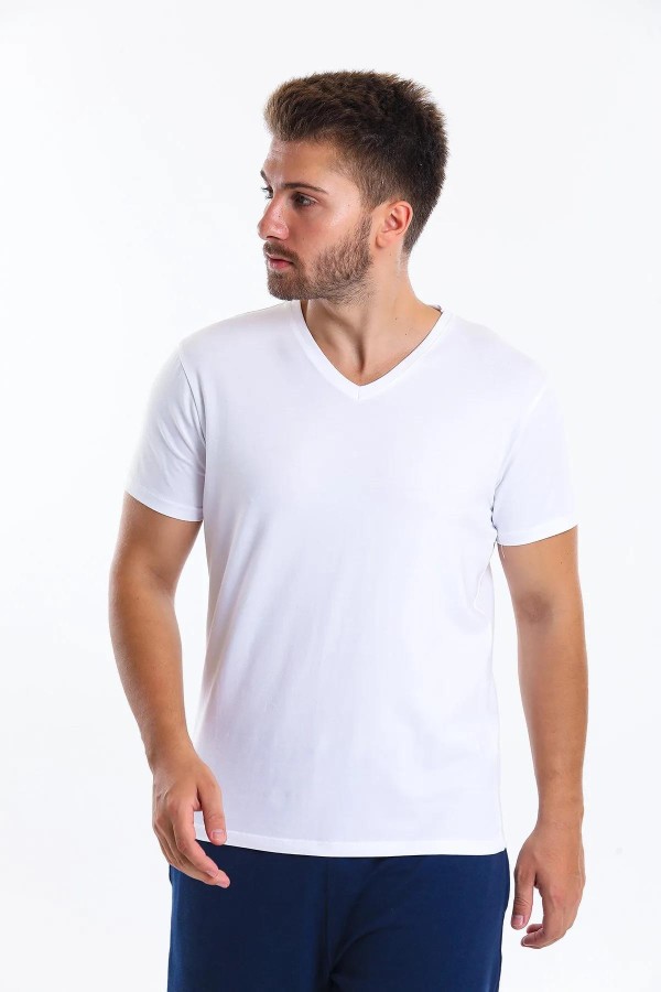 SUPERFLY 22593 - 21580 V YAKA KISA KOL BASIC TSHIRT