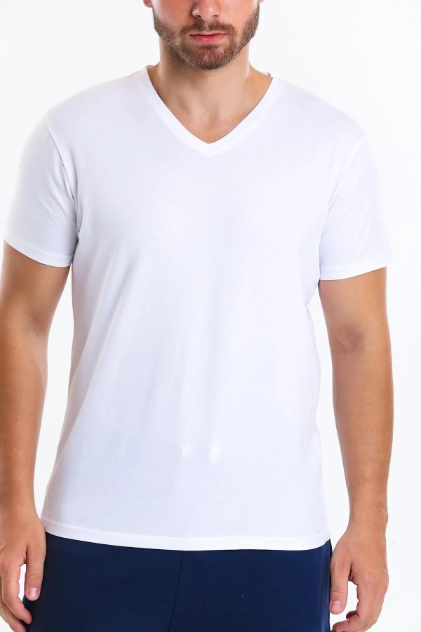 SUPERFLY 22593 - 21580 V YAKA KISA KOL BASIC TSHIRT