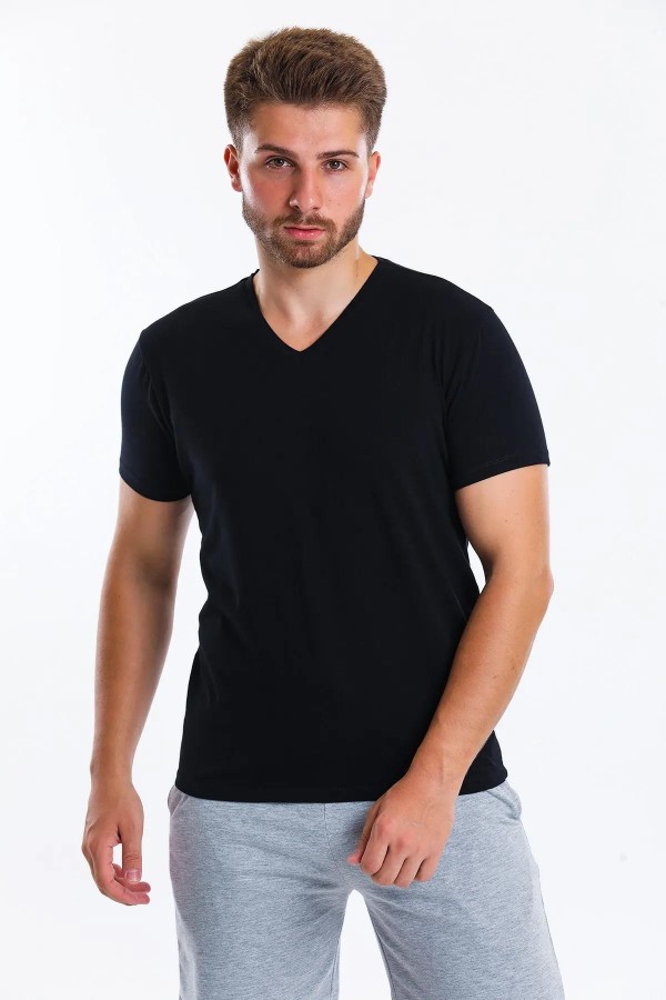 SUPERFLY 22593 - 21580 V YAKA KISA KOL BASIC TSHIRT