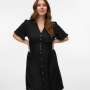VERO MODA 10304133 V YAKA ONU DUGMELI BEL LASTIK GORONOMLU KISA KOL ELBISE VERO MODA 10304133 V YAKA ONU DUGMELI BEL LASTIK GORONOMLU KISA KOL ELBISE
