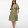 VERO MODA 10304133 V YAKA ONU DUGMELI BEL LASTIK GORONOMLU KISA KOL ELBISE VERO MODA 10304133 V YAKA ONU DUGMELI BEL LASTIK GORONOMLU KISA KOL ELBISE