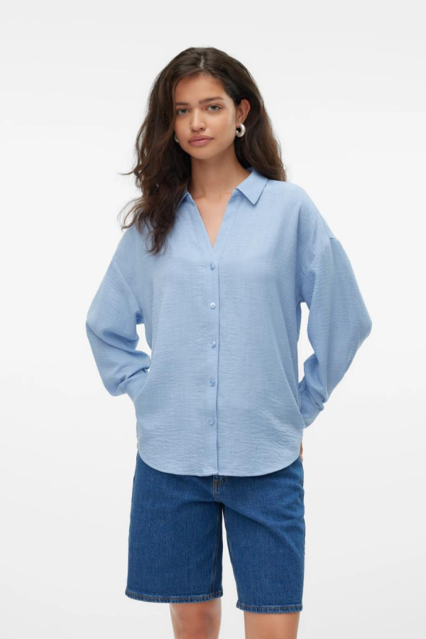 VERO MODA 10316389 POLO V YAKA DUGMELI UZUN KOL GOMLEK