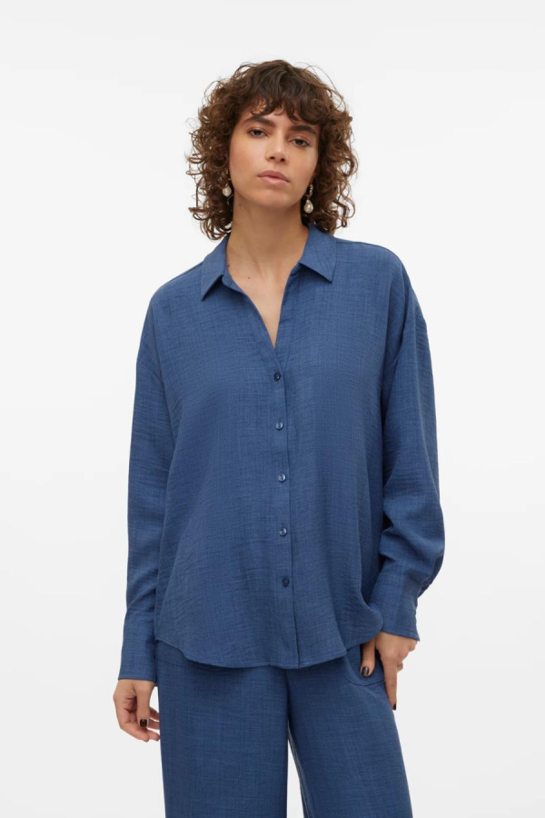 VERO MODA 10316389 POLO V YAKA DUGMELI UZUN KOL GOMLEK