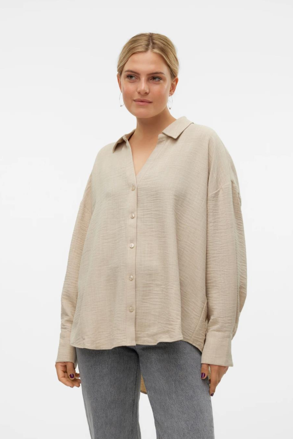 VERO MODA 10316389 POLO V YAKA DUGMELI UZUN KOL GOMLEK