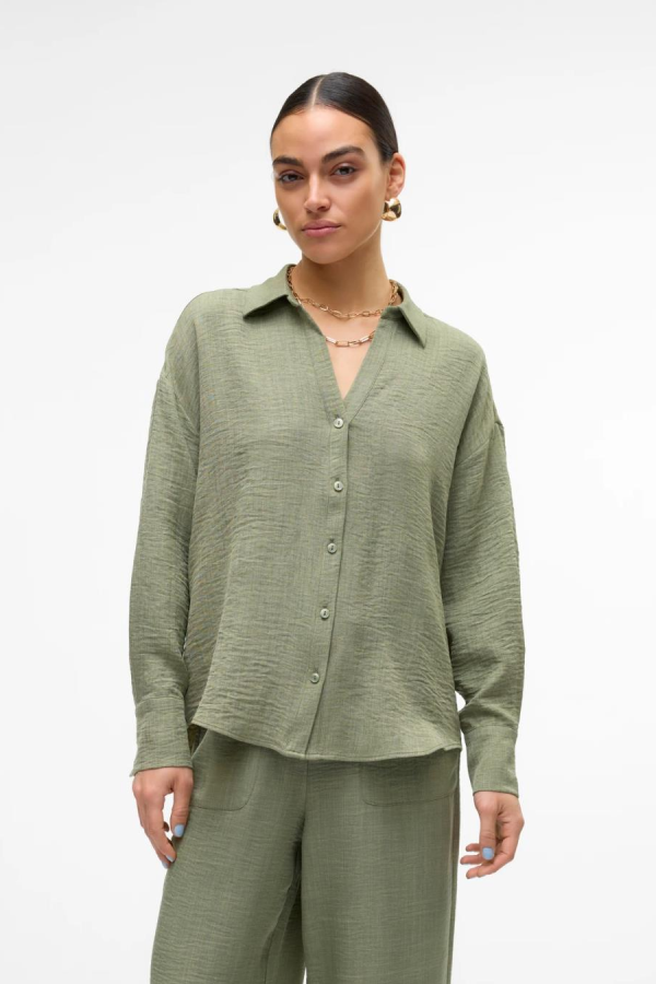 VERO MODA 10316389 POLO V YAKA DUGMELI UZUN KOL GOMLEK