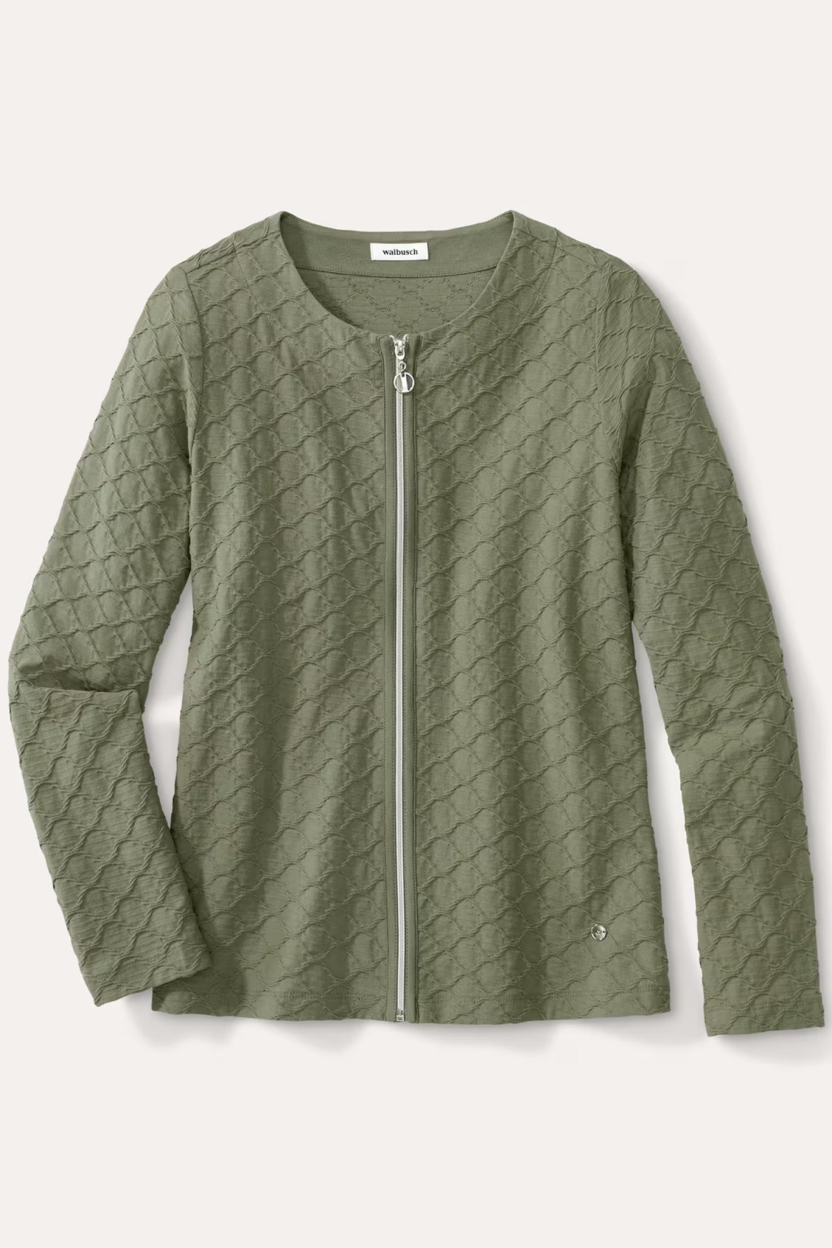 WALBUSCH KABARTMALI BAKLAVA DESENLI ACIK 0 YAKA ON FERMUARLI CEKET