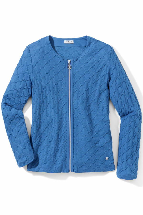 WALBUSCH KABARTMALI BAKLAVA DESENLI ACIK 0 YAKA ON FERMUARLI CEKET