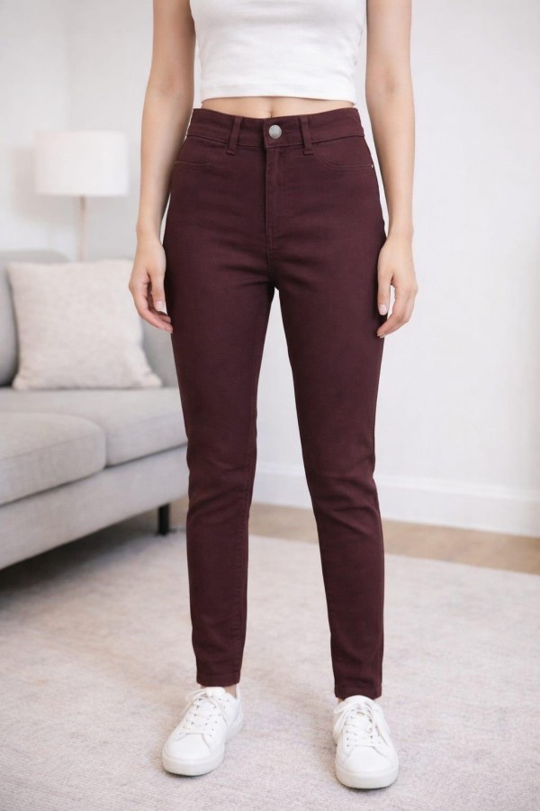 ZR KAPALI CEP YUKSEK BEL DAR PACA PANTOLON