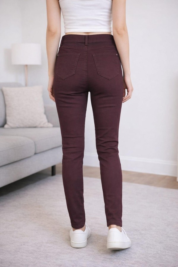 ZR KAPALI CEP YUKSEK BEL DAR PACA PANTOLON